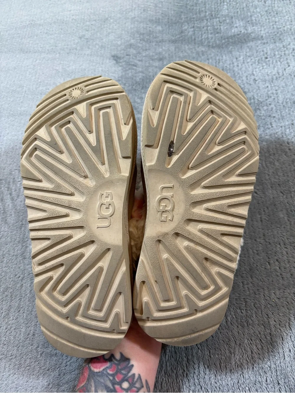 UGG Kids Slip-On Shearling Lined Slippers in Chestnut Tan